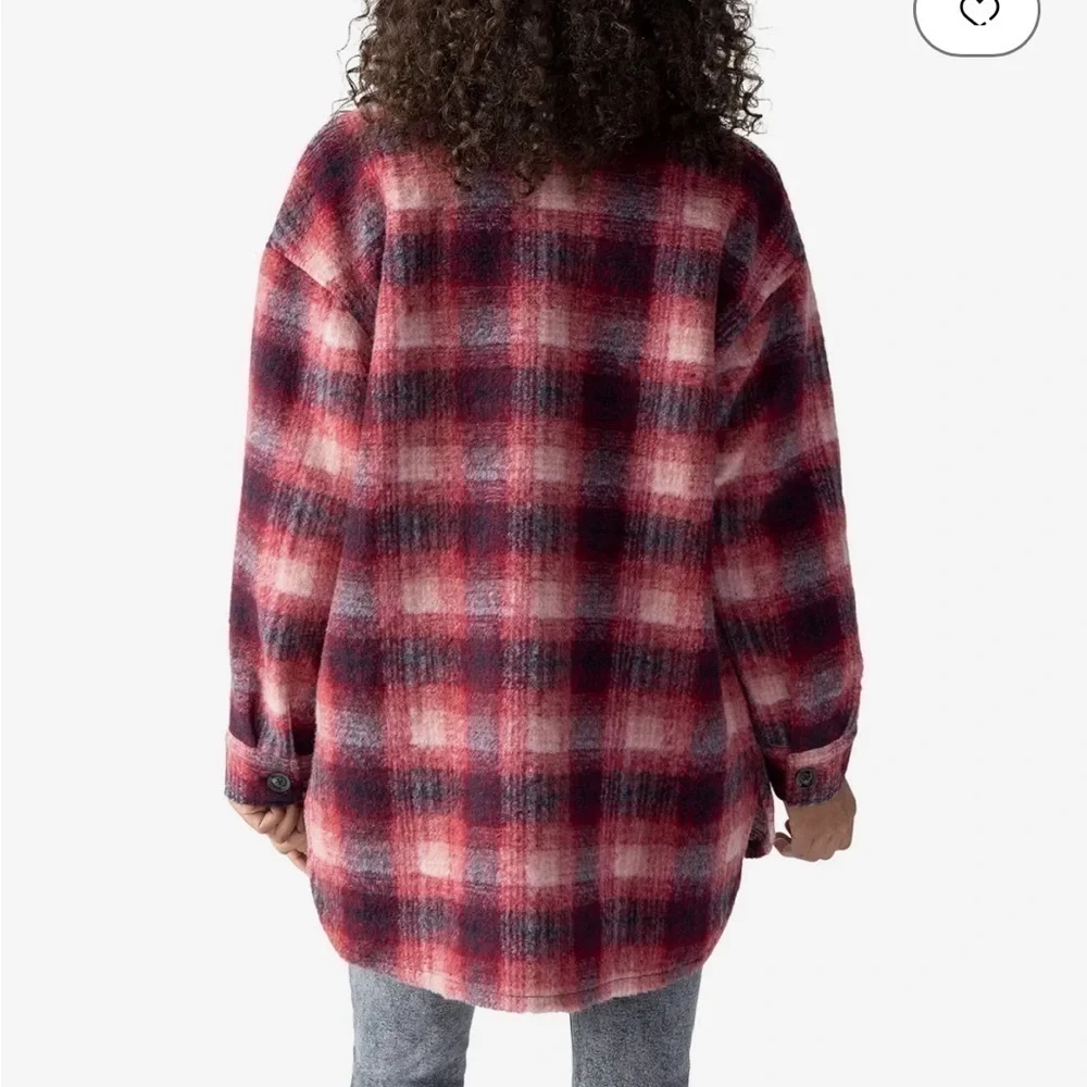 Sanctuary Plaid Town Jacket Woodland Plaid jacket coat burgundy size L New